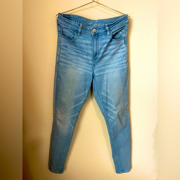 SIZE 14 EXTRA LONG HIGH WAISTED SKINNY JEANS - GENTLY USED - Picture 3 of 4